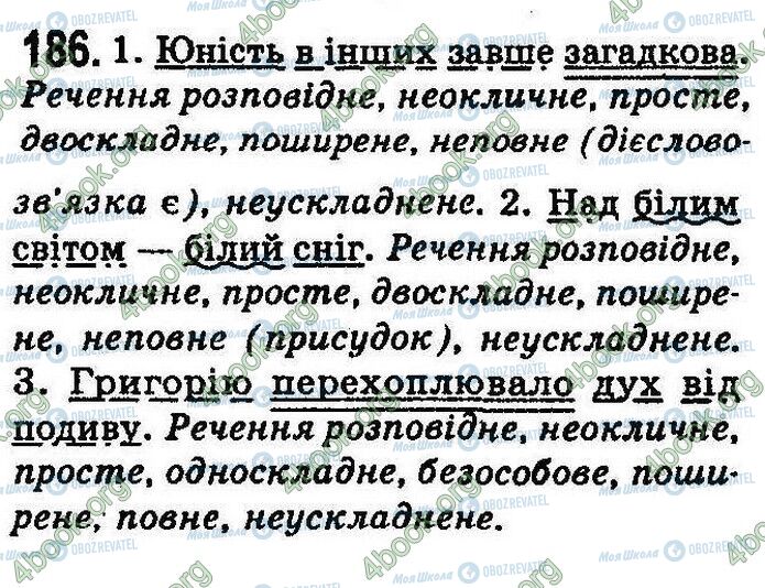 ГДЗ Українська мова 8 клас сторінка 186